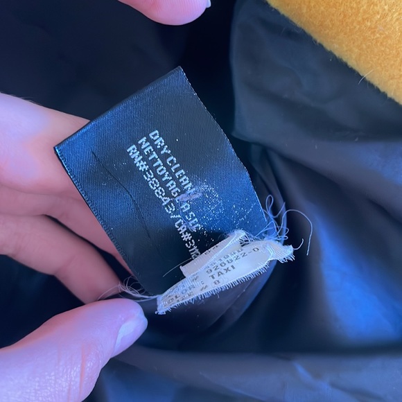 DKNY yellow pea coat tench soft winter cold single breasted elegant coat size 8 - Picture 10 of 16